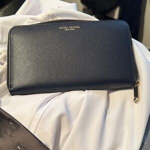 Henri Bendel Midnight Blue Wallet with Gold Zipper